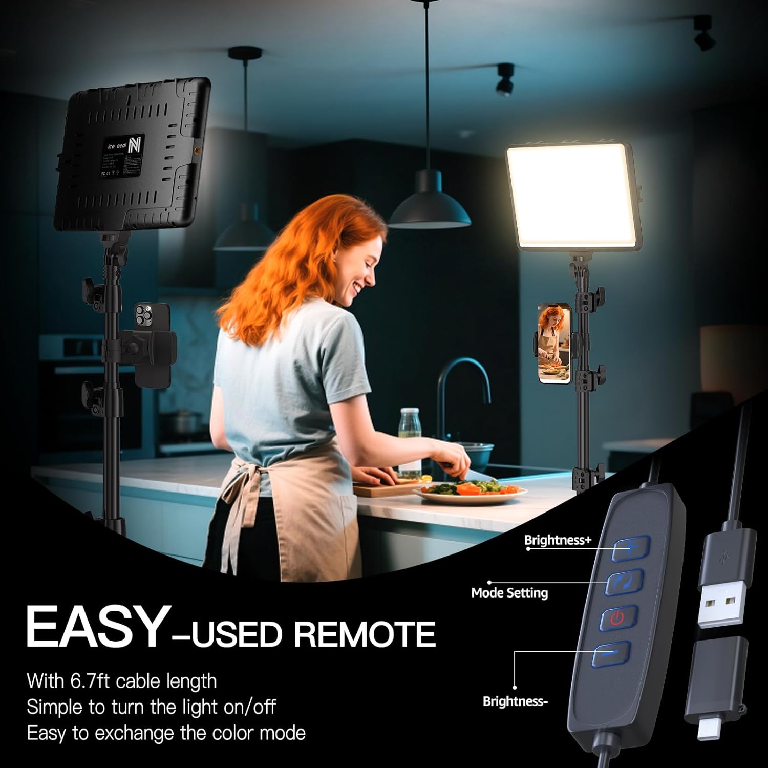 2-Pack LED Video Light Kit, NiceVeedi Studio Light, 2800-6500K Dimmable Photography Lighting Kit with Tripod