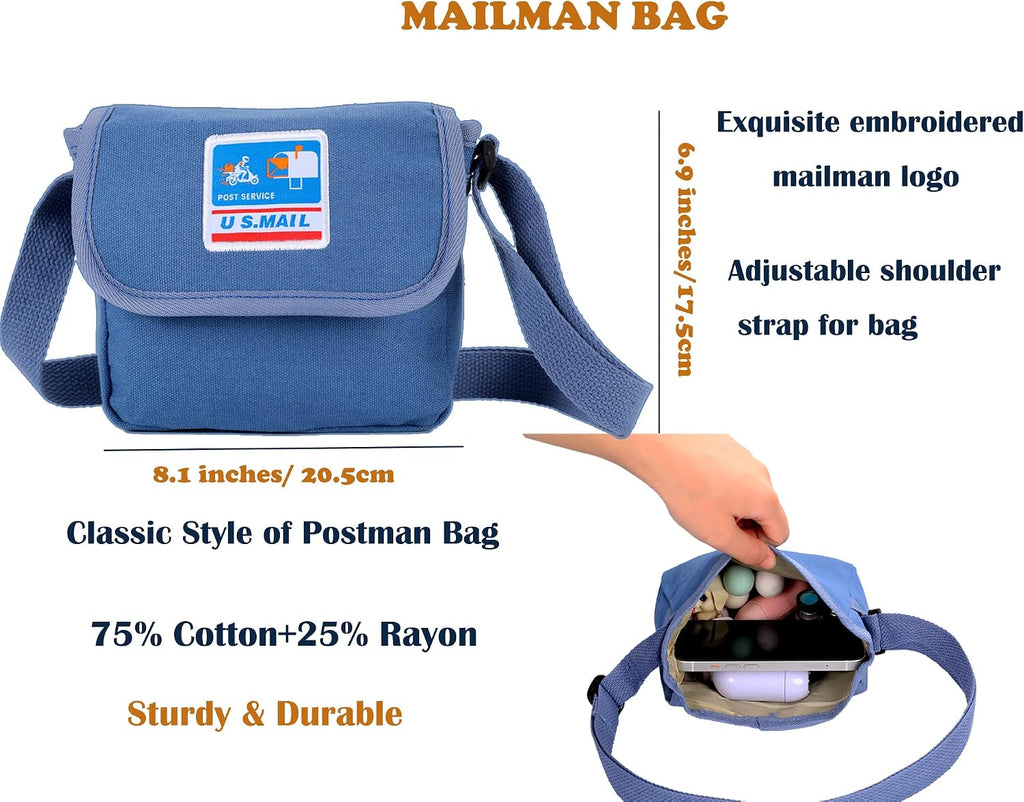 Mailman Costume Bucket Hat+Postman Bag (2 in 1) Postman Dress Up for Kids