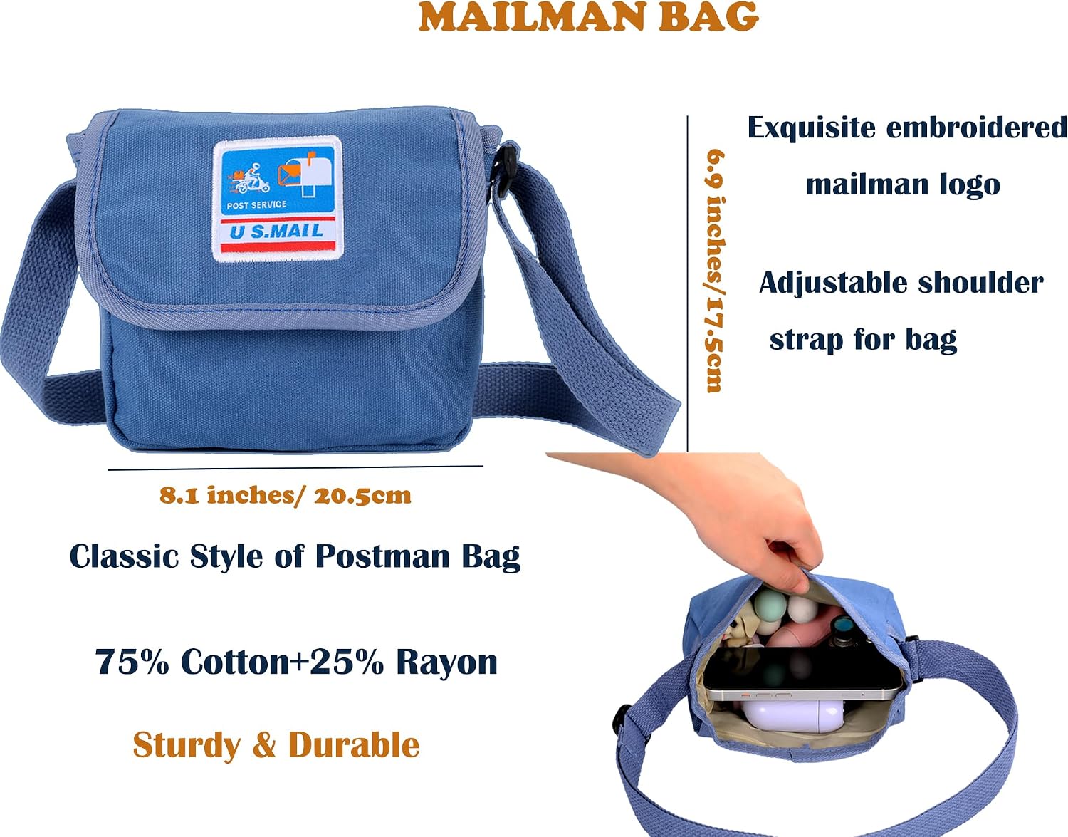 Mailman Costume Bucket Hat+Postman Bag (2 in 1) Postman Dress Up for Kids