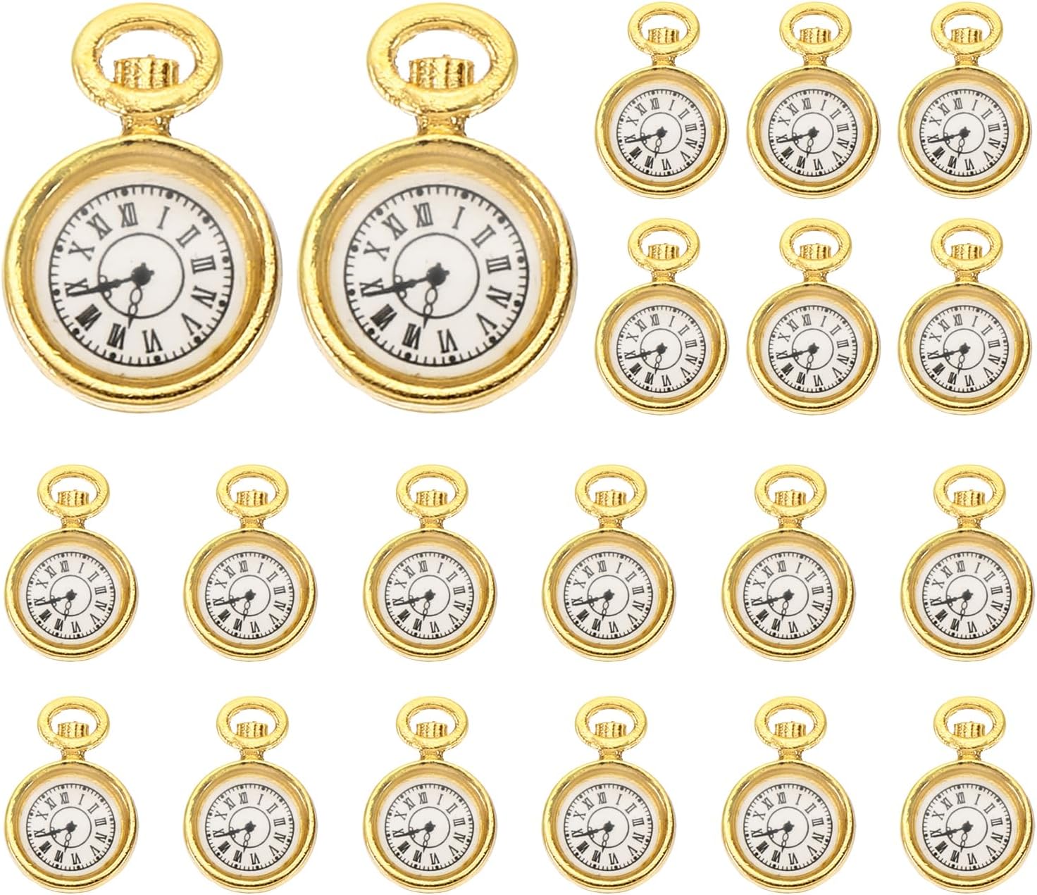 Watch Clock Charm Pendant, 20 Pcs Alloy Enamel Retro Vintage Pocket Watch Charm for Woman Necklace Earring Bracelet