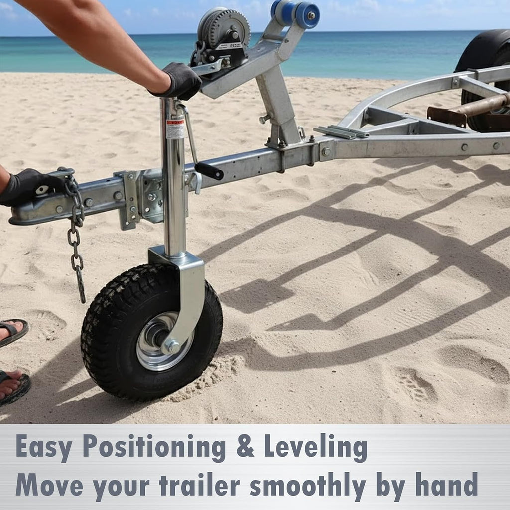 Beach Boat Swivel Trailer Tongue Jack, 13.38in Heavy-Duty Wheel 2000 lbs