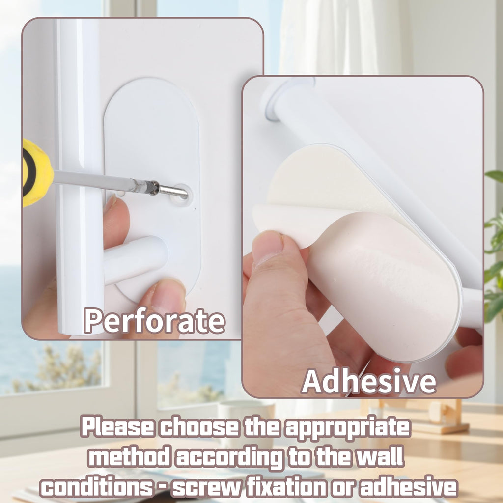 2 Pcs Adhesive Curtain Holdbacks, Screw-in Curtain Tiebacks, White