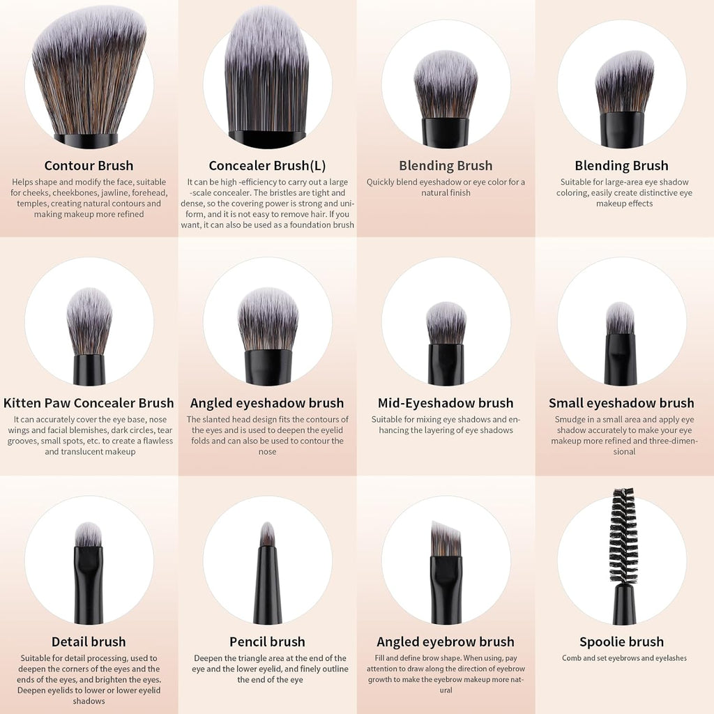 6 Piece Dual-Sided Eyeshadow Brushes - 12 Functions in 1 Set