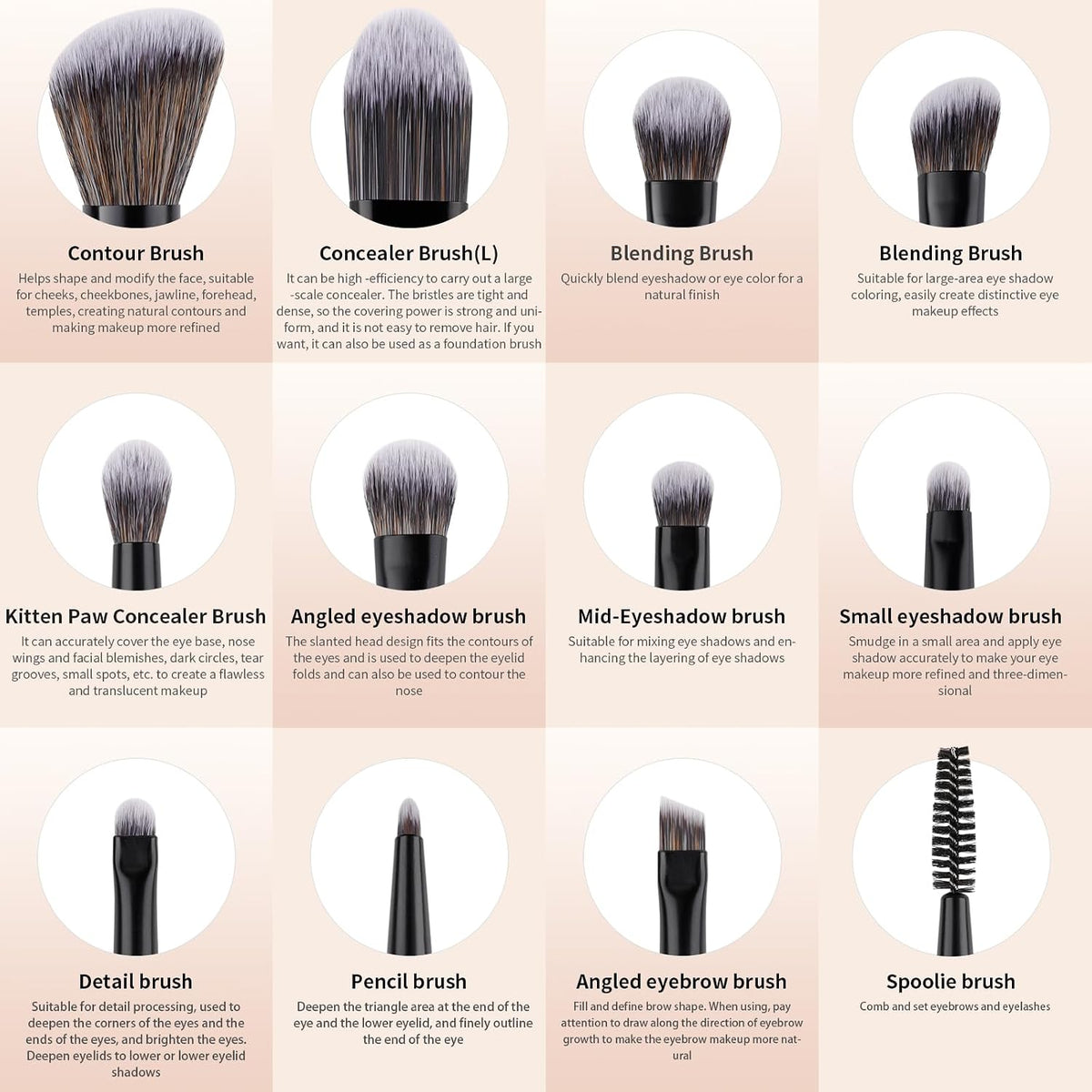 6 Piece Dual-Sided Eyeshadow Brushes - 12 Functions in 1 Set