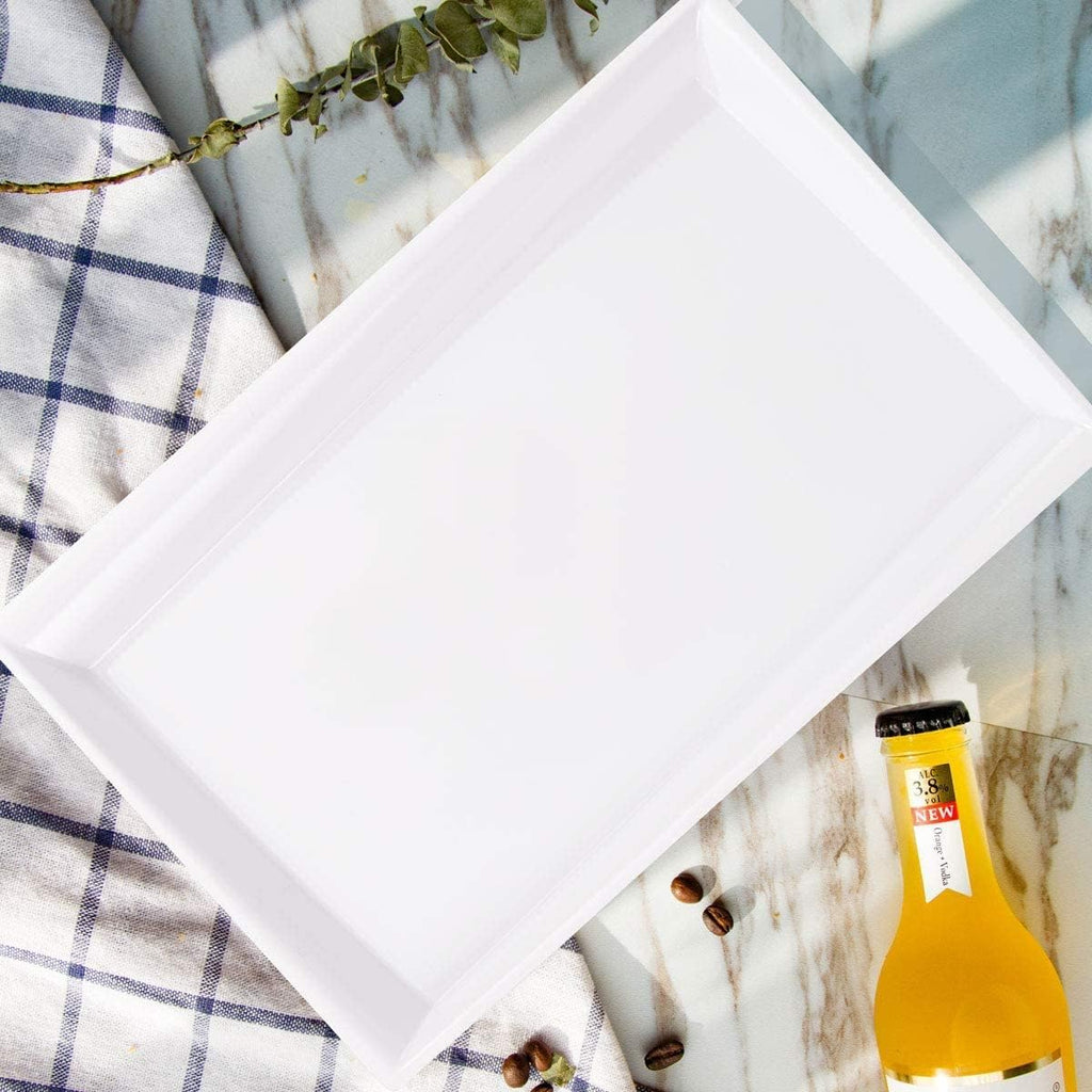 12 Pack White Plastic Serving Trays and Platters for Wedding