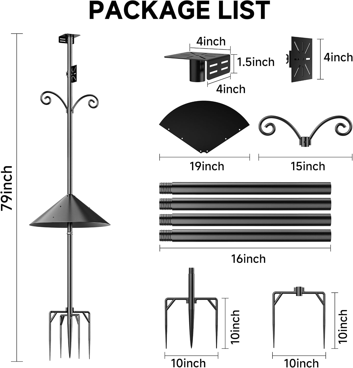 Smart Bird Feeder Pole Stand with Proof Squirrel Baffle 79" - Dia 1 Inch Bird House Pole Mount for Camera Birdfeeder