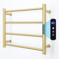 Heated Towel Rack Gold, 4 Bars Towel Warmer Rack for Bathroom Wall Mounted, Timer & Temperature Control Electric