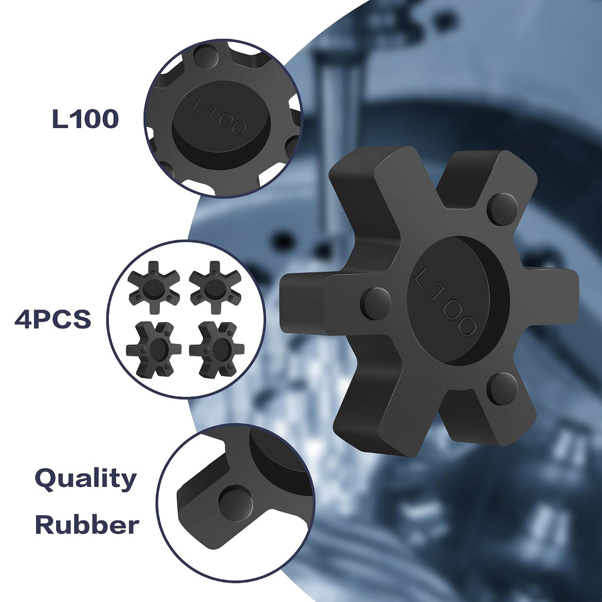 XIKE L100 NBR Rubber Spider for L-Jaw Coupling, 4-Pack