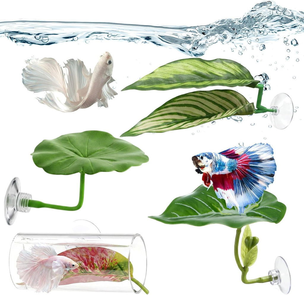 5 Set Betta Hammock for Aquarium, Funny Betta Fish Toys Plastic Bettas Fishes Tank Accessories for Resting Hiding