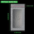 100 Pack 5x7 Inch Bubble Out Bags Pouches, Clear Bubble Protective Wrap Bags, Bubble Double Walled Cushioning Pouch