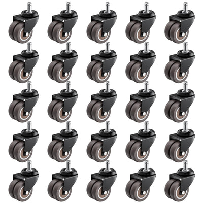 2 Inch Low Profile Office Chair Casters 650 lbs, Set of 25 (Grey)