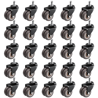 2 Inch Low Profile Office Chair Casters 650 lbs, Set of 25 (Grey)