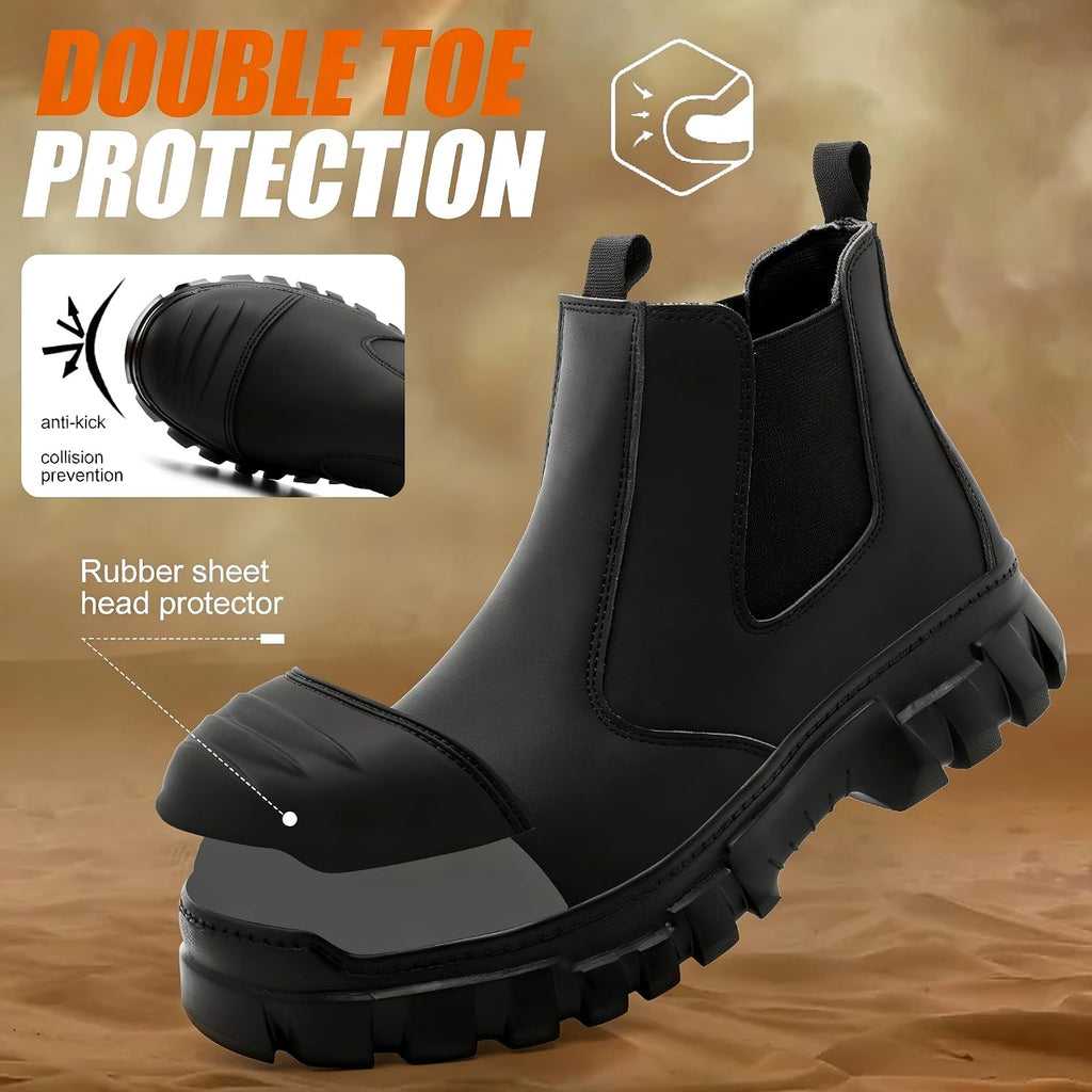 Steel Toe Boots, Work Boots for Men Industrial Construction Shoes, Waterproof, Lightweight, Comfortable, Non-slip