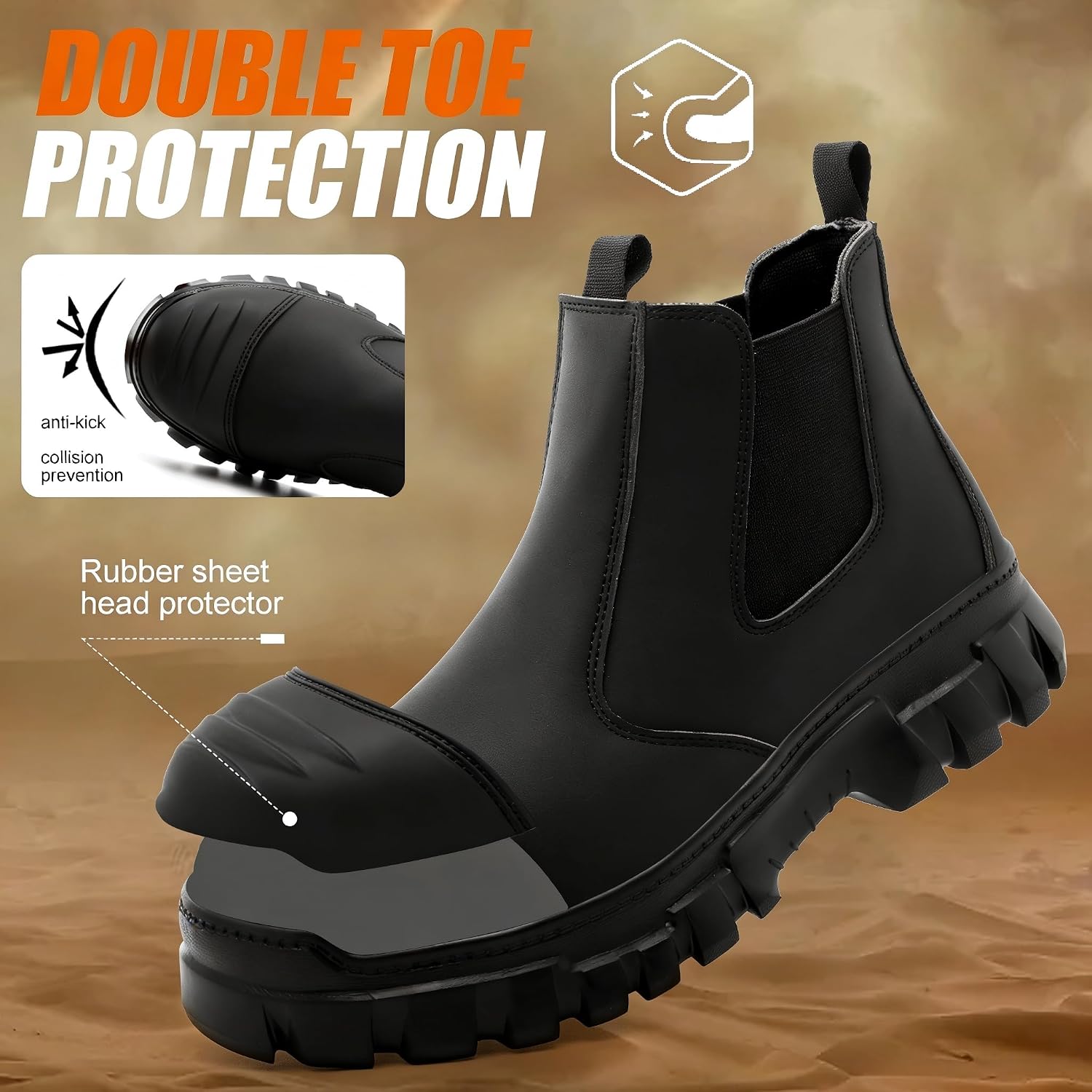 Steel Toe Boots, Work Boots for Men Industrial Construction Shoes, Waterproof, Lightweight, Comfortable, Non-slip