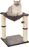 Sturdy Cat Condo Tower with Hammock Bed and Scratching Posts, Interactive Hanging Ball Toy for Indoor Cats, 15.8" x
