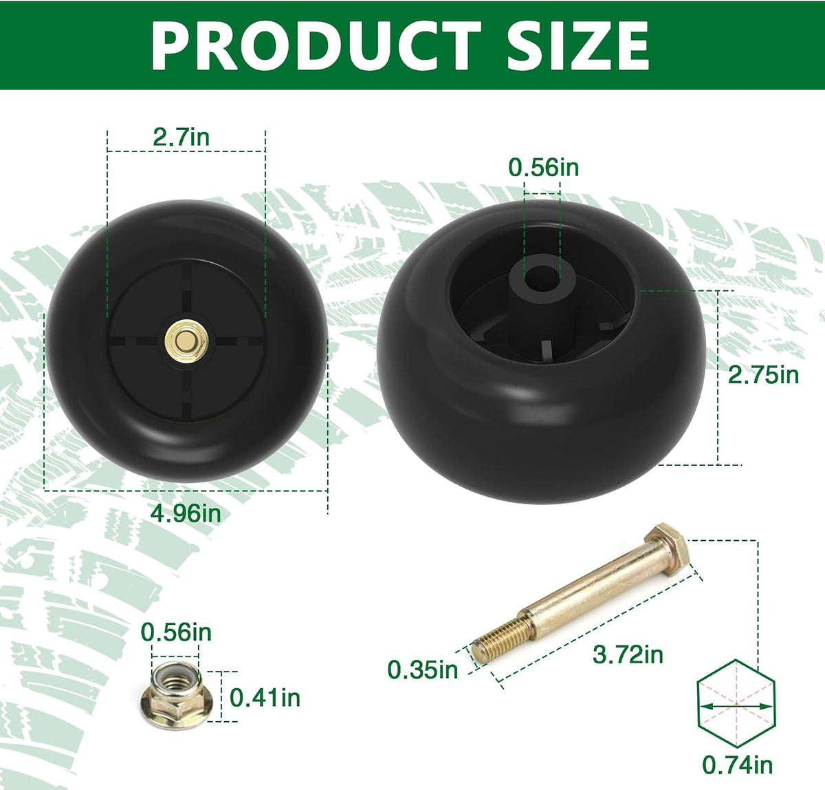 753-04856A Mower Deck Wheels for Cub Cadet Craftsman Husqvarna Lawn Mower Deck Rollers Gauge Wheel Work with 42" 46" 48" 50" 52" 54" Decks, 2 Pack Lawnmower Tractor Deck Tire