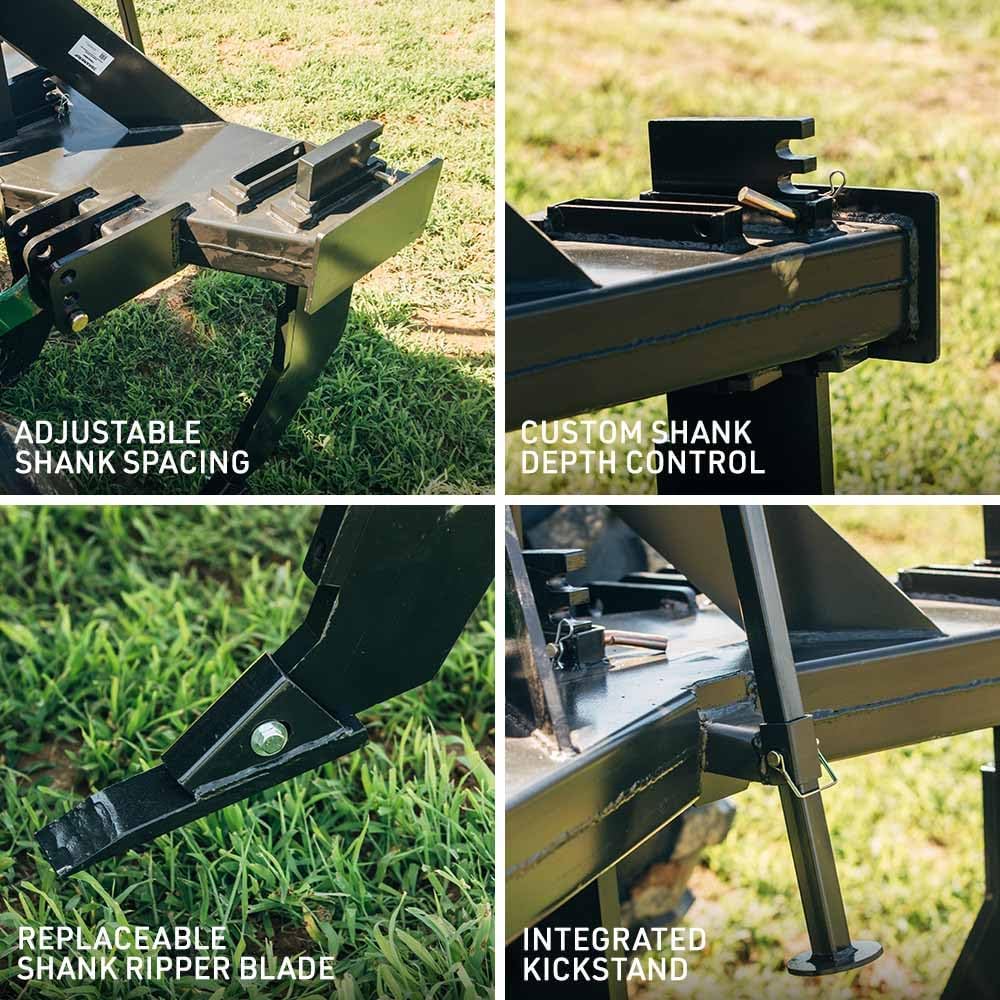 Titan Attachments 3 Shank Subsoiler Ground Ripper Fits Category 1 and 2, 3 Point Quick Hitch Compatible