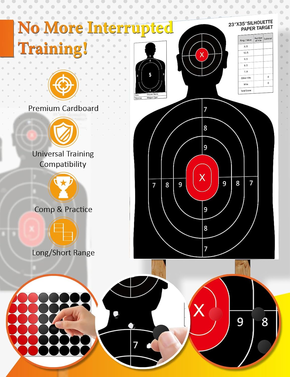 23x35 Inch Shooting Targets - High-Visibility Silhouette Paper for Range Training - Compatible with Pistol Rifle