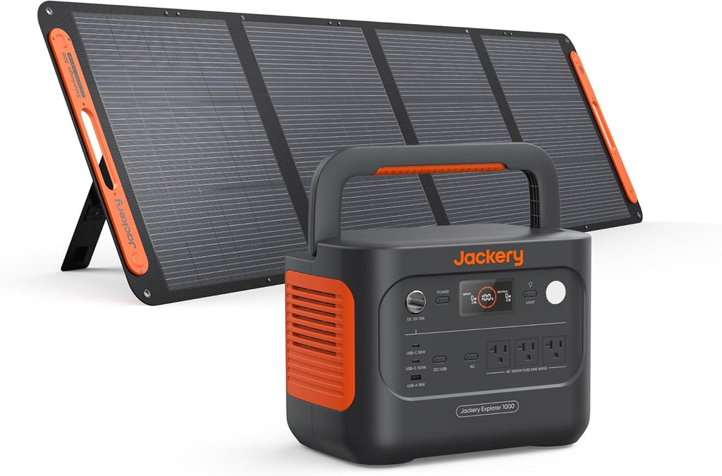 Solar Generator 1000 v2 with 200W Solar Panel,1070Wh Portable Power Station LiFePO4 Battery,1500W AC/100W USB-C