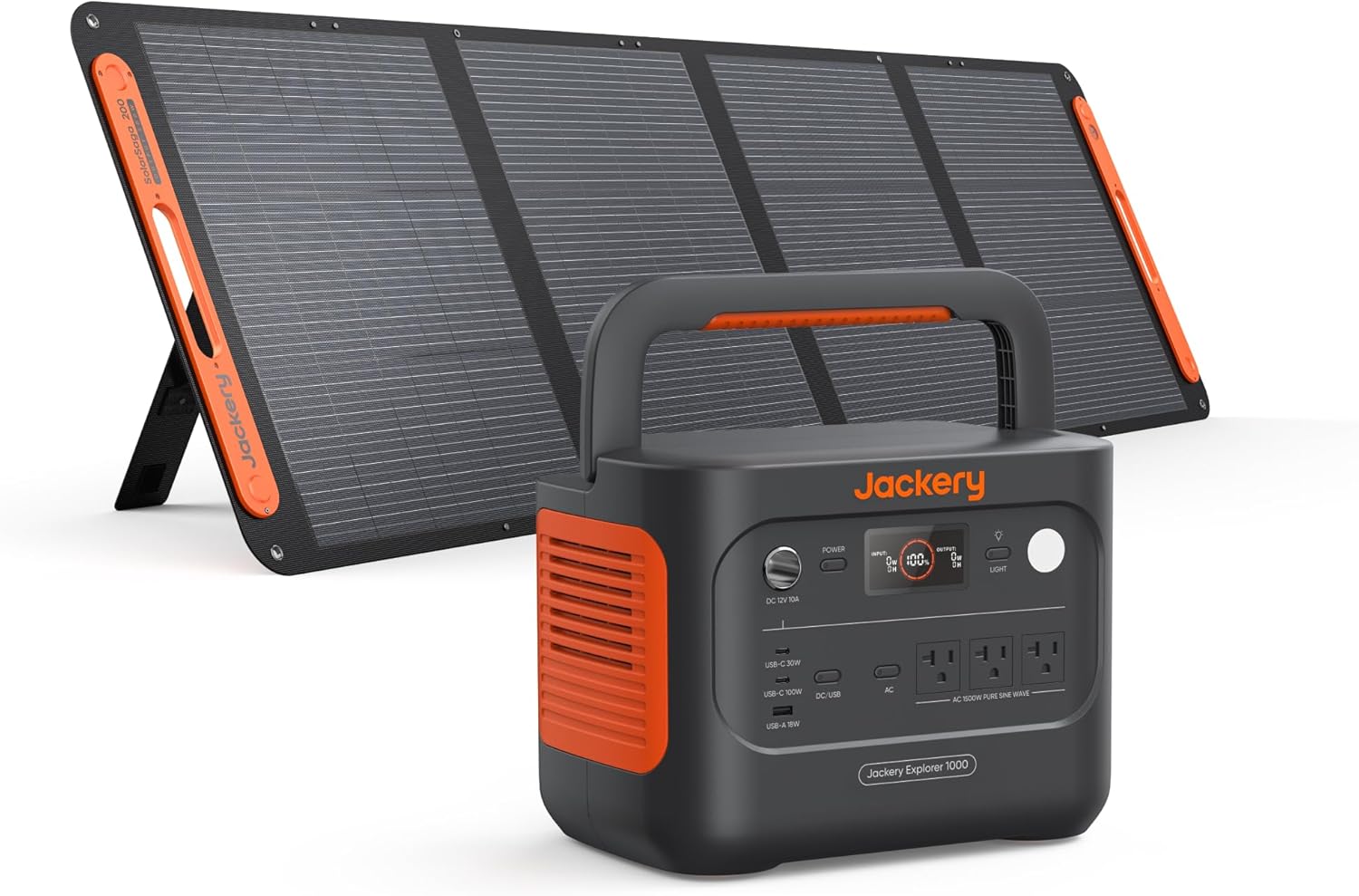 Solar Generator 1000 v2 with 200W Solar Panel,1070Wh Portable Power Station LiFePO4 Battery,1500W AC/100W USB-C