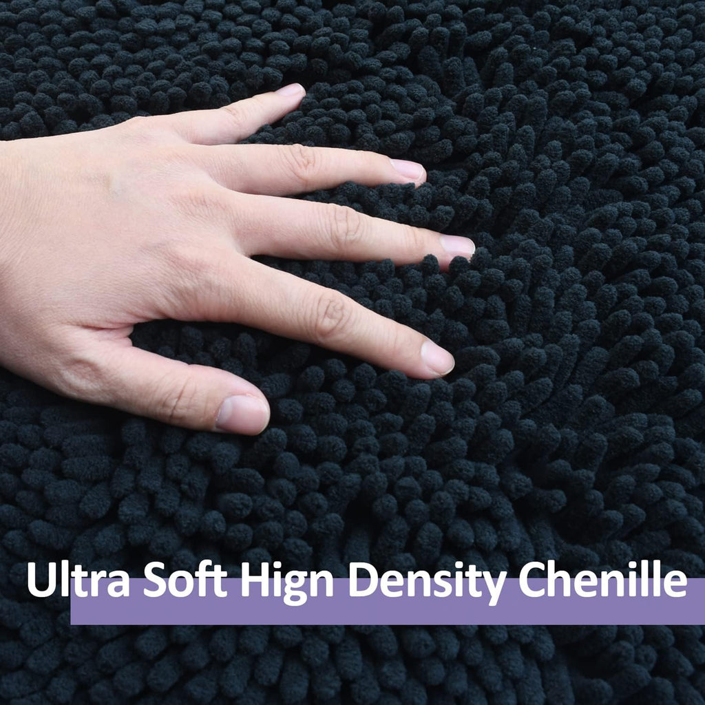 Bathroom Rugs Set 2 Piece Thick Chenille Bath Mats, Soft Quick Dry Plush Absorbent Bath Rugs with Non-Slip PVC