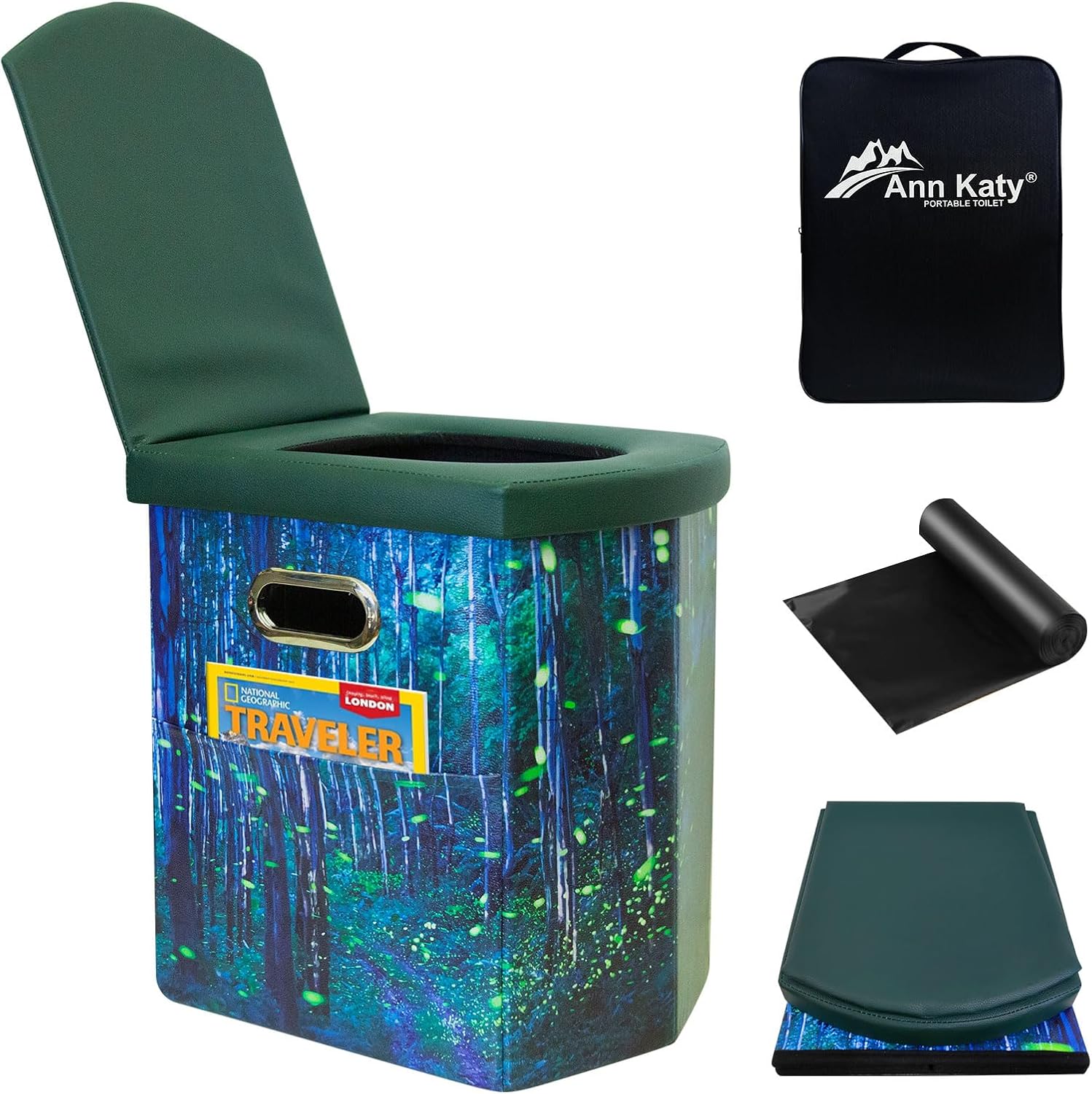 XL Portable Camping Toilet for Adults,Lightweight Folding Potty | Lightweight&Compact Potty with Lid for Adults and
