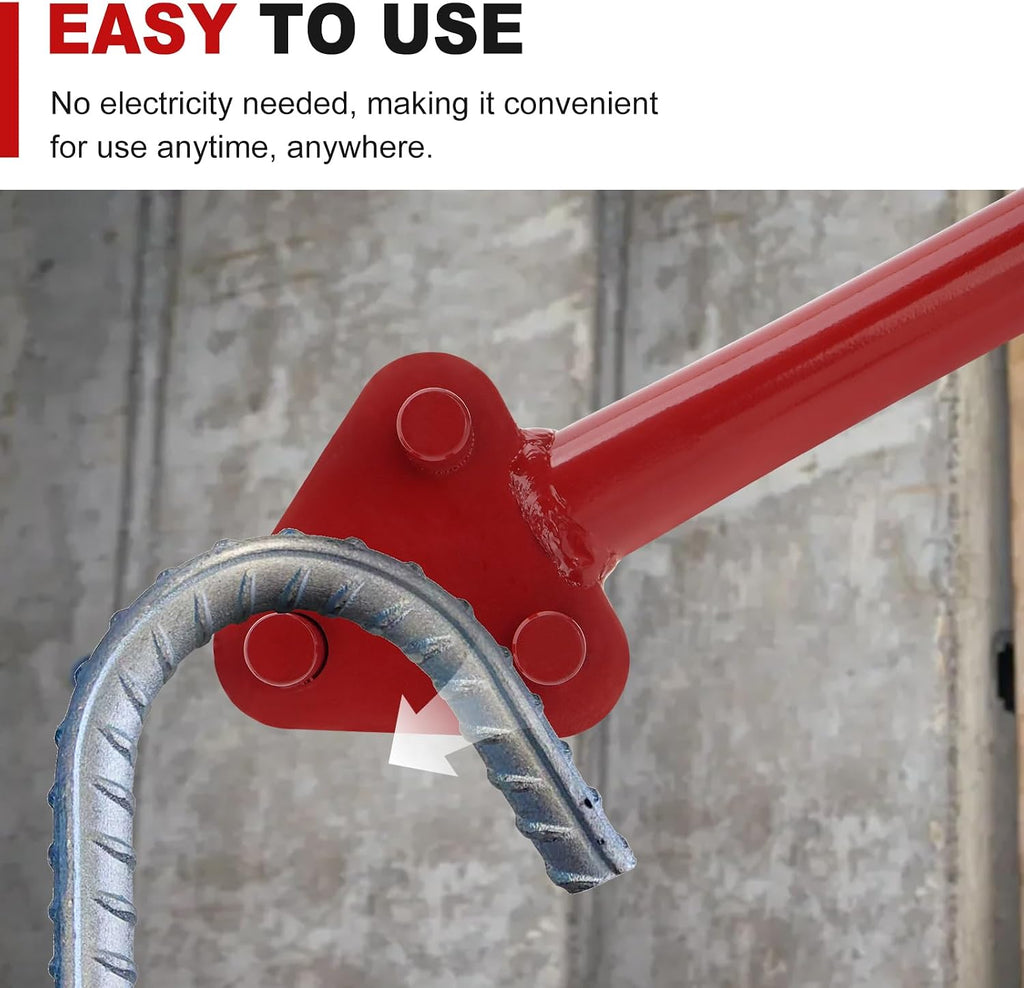 Manual Rebar Bender for 5/8" Rebar, Hand Operated Rebar Bending Tool | Rod Bending Tool for Rebar/Flat Steel Rod, Red