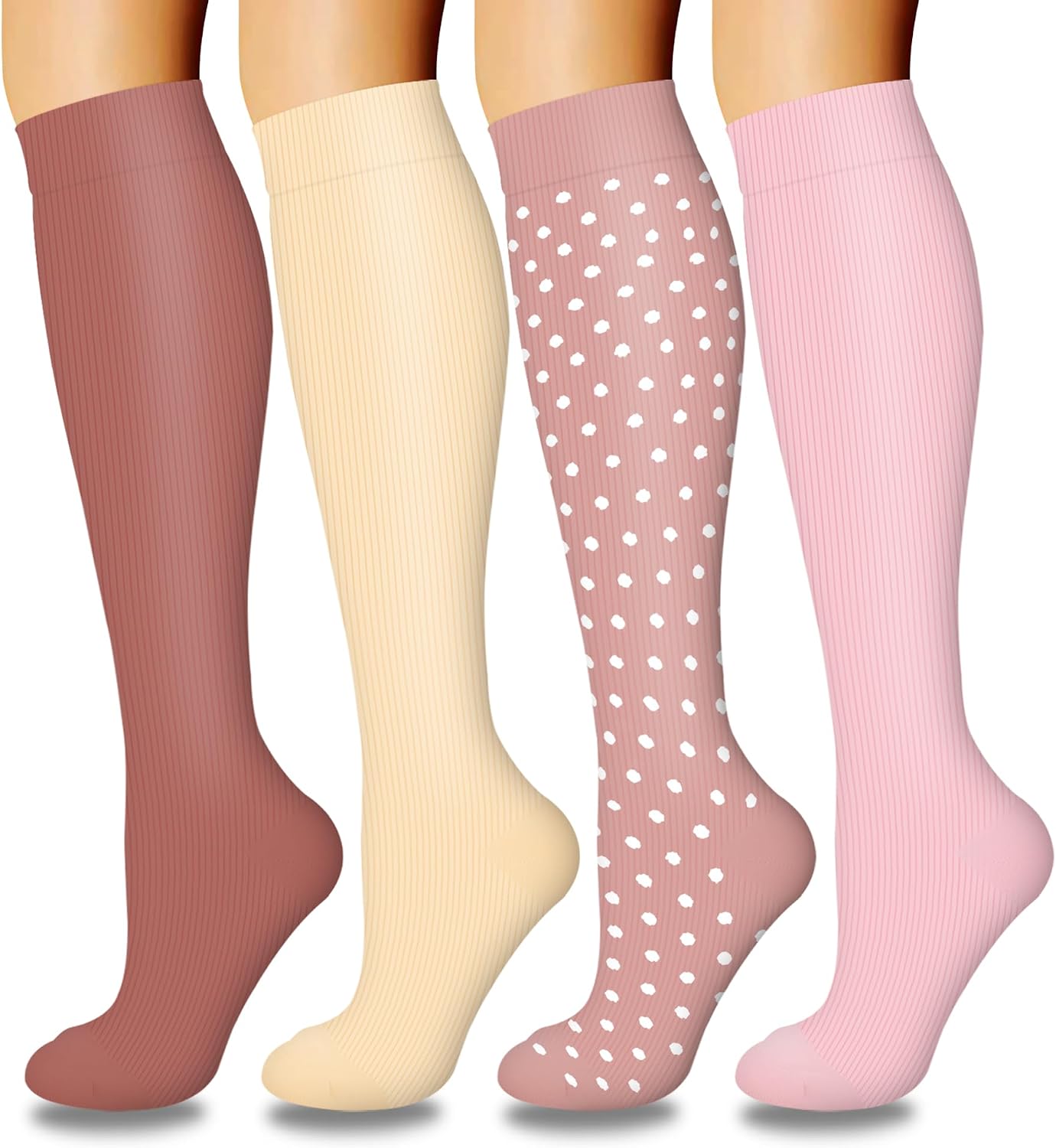 4 Pairs-Compression Socks for Women&Men Circulation-Best Support for Nurses,Running,Athletic