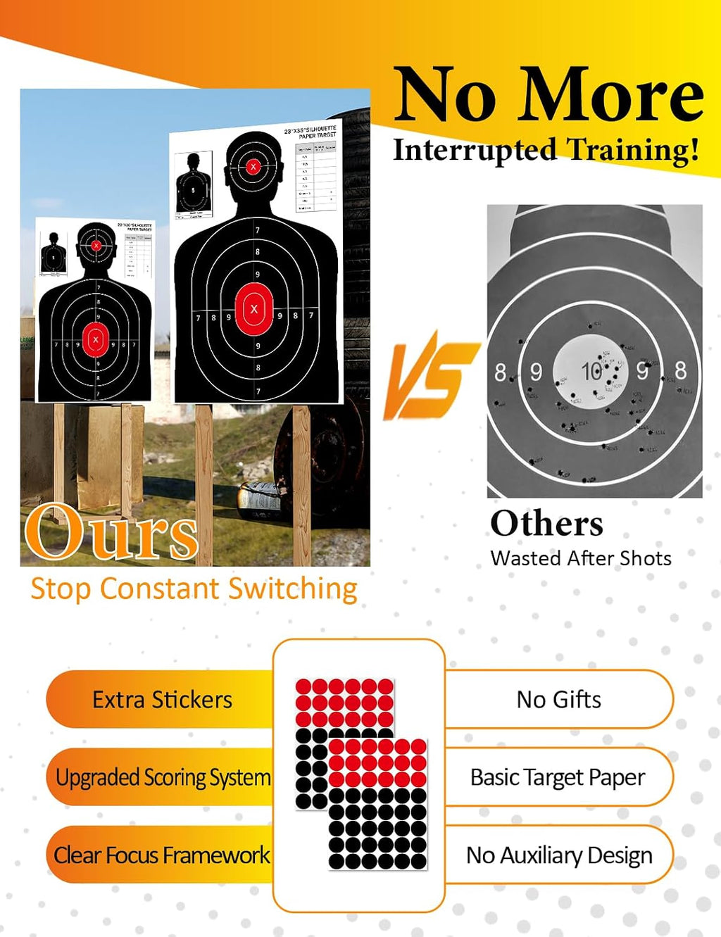 23x35 Inch Shooting Targets - High-Visibility Silhouette Paper for Range Training - Compatible with Pistol Rifle