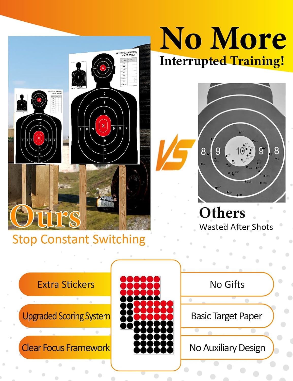 23x35 Inch Shooting Targets - High-Visibility Silhouette Paper for Range Training - Compatible with Pistol Rifle