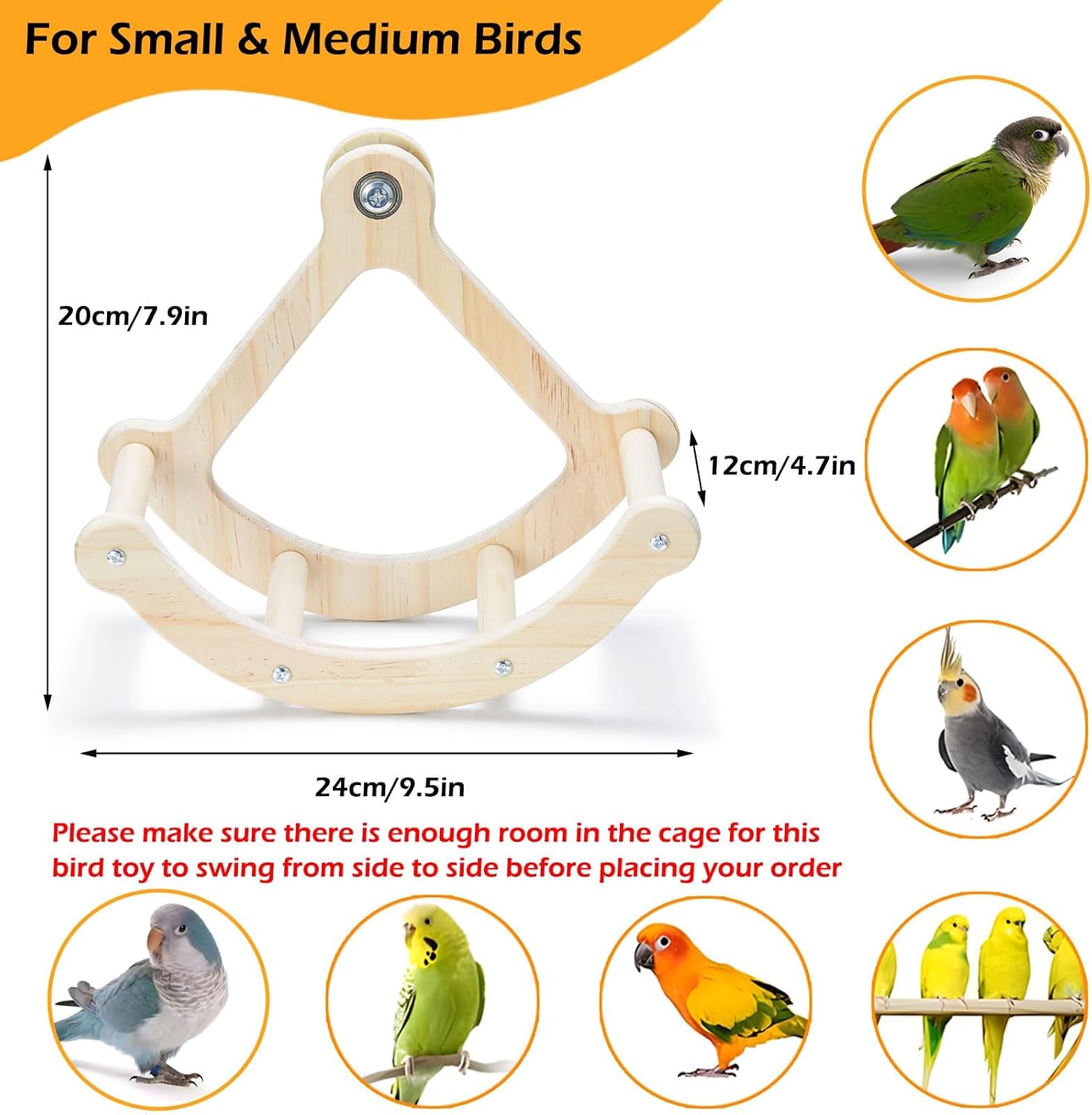 Bird Perch Toy, Wooden Interactive Rocking Parakeet Toys and Perches | Exercise Wheel Cockatiel Toys, Intelligence