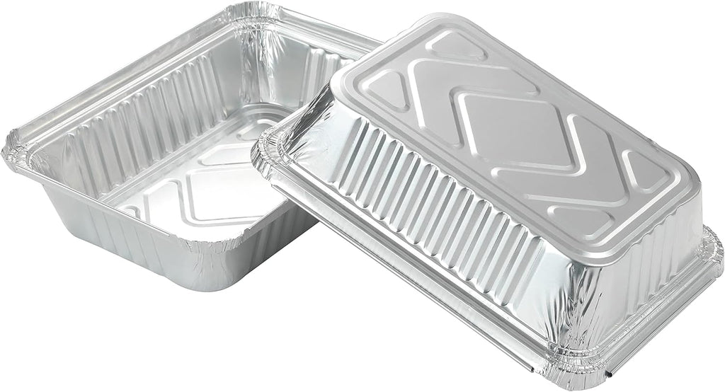 25Pack Disposable Aluminum Foil Pans with Lids 8.5x6.3-2.25LB