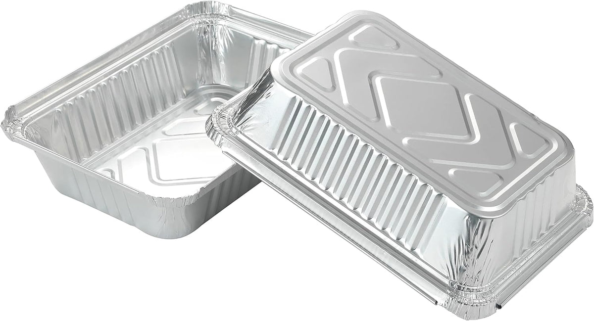25Pack Disposable Aluminum Foil Pans with Lids 8.5x6.3-2.25LB