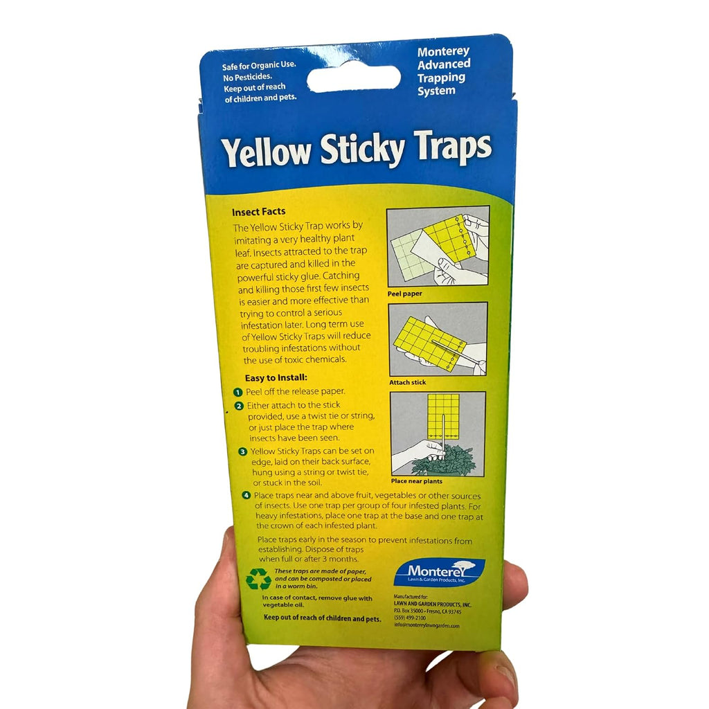 Yellow Sticky Insect Traps for All Insects, 5 Per Pack
