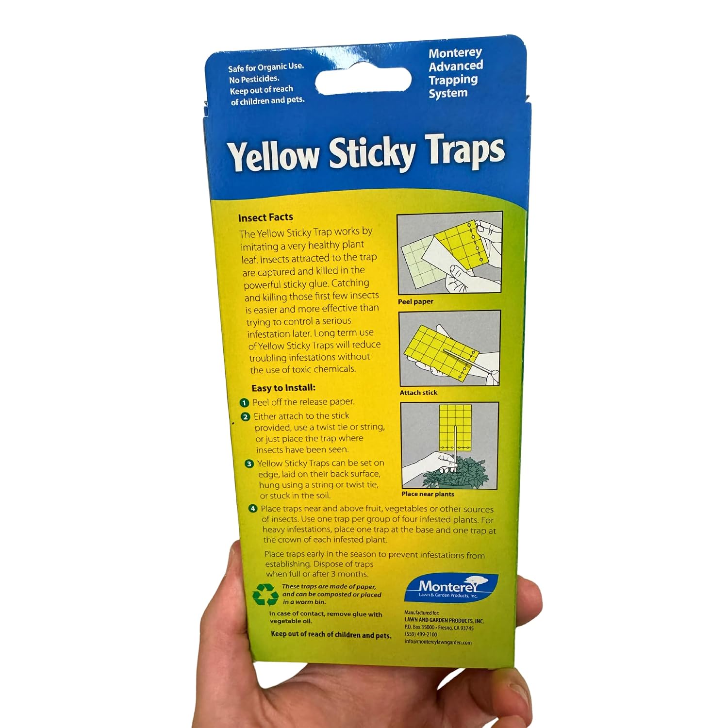 Yellow Sticky Insect Traps for All Insects, 5 Per Pack