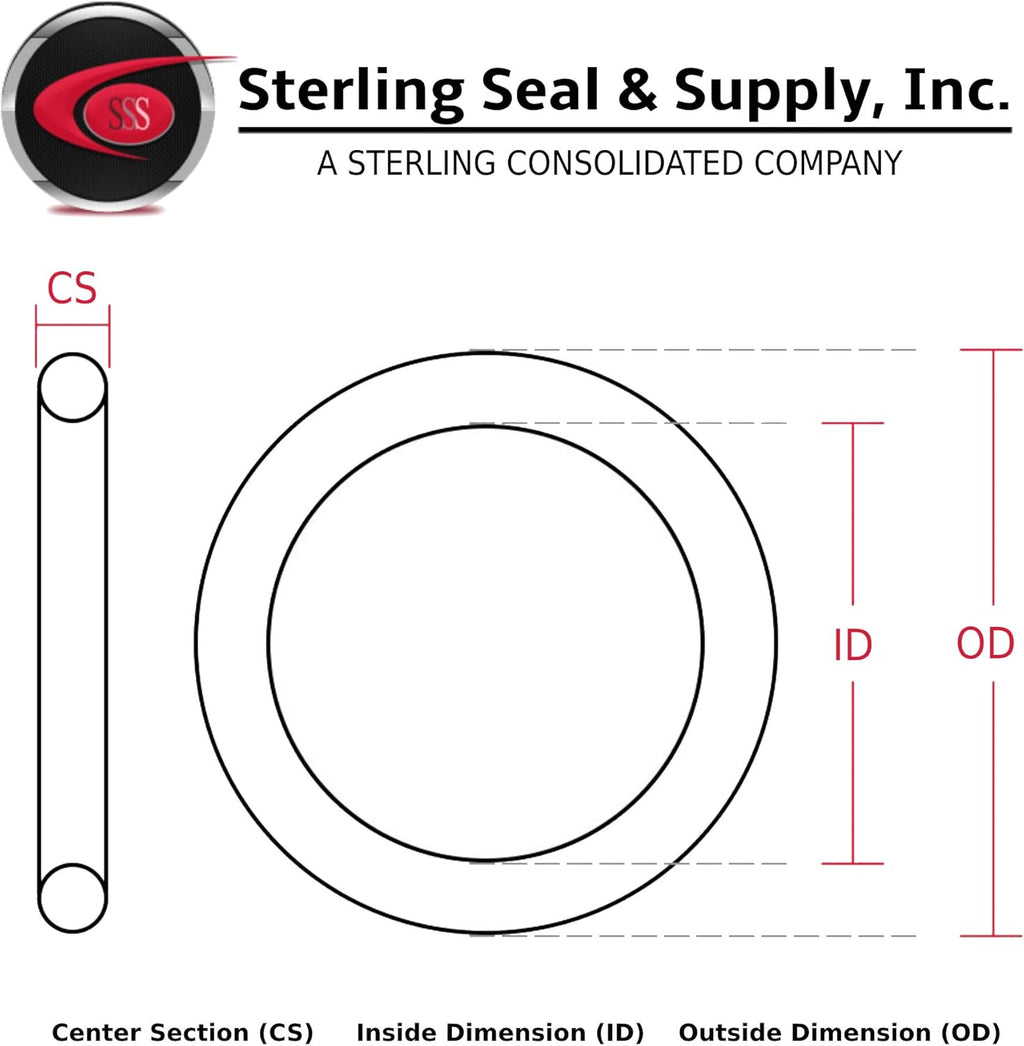 Sterling Seal & Supply 342 Buna/Nitrile O-Ring, 70A Durometer, Black, 3-5/8" ID, 4" OD, 3/16" Width (Pack of 5)
