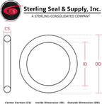 Sterling Seal & Supply 174 Buna/Nitrile O-Ring, 70A Durometer, Black, 8-3/4" ID, 8-15/16" OD, 3/32" Width (Pack of 5)