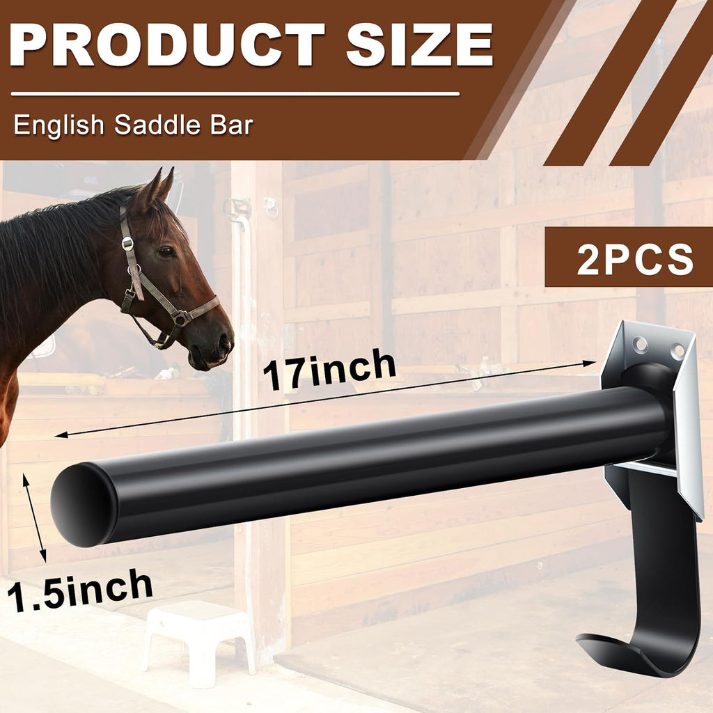 2 Pcs Folding English Saddle Rack Wall Mount with Bridle Holder