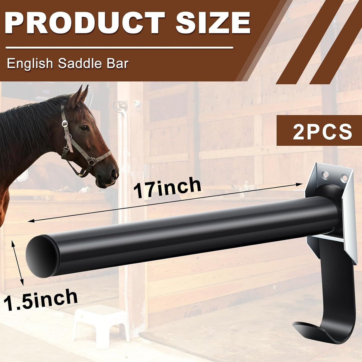 2 Pcs Folding English Saddle Rack Wall Mount with Bridle Holder