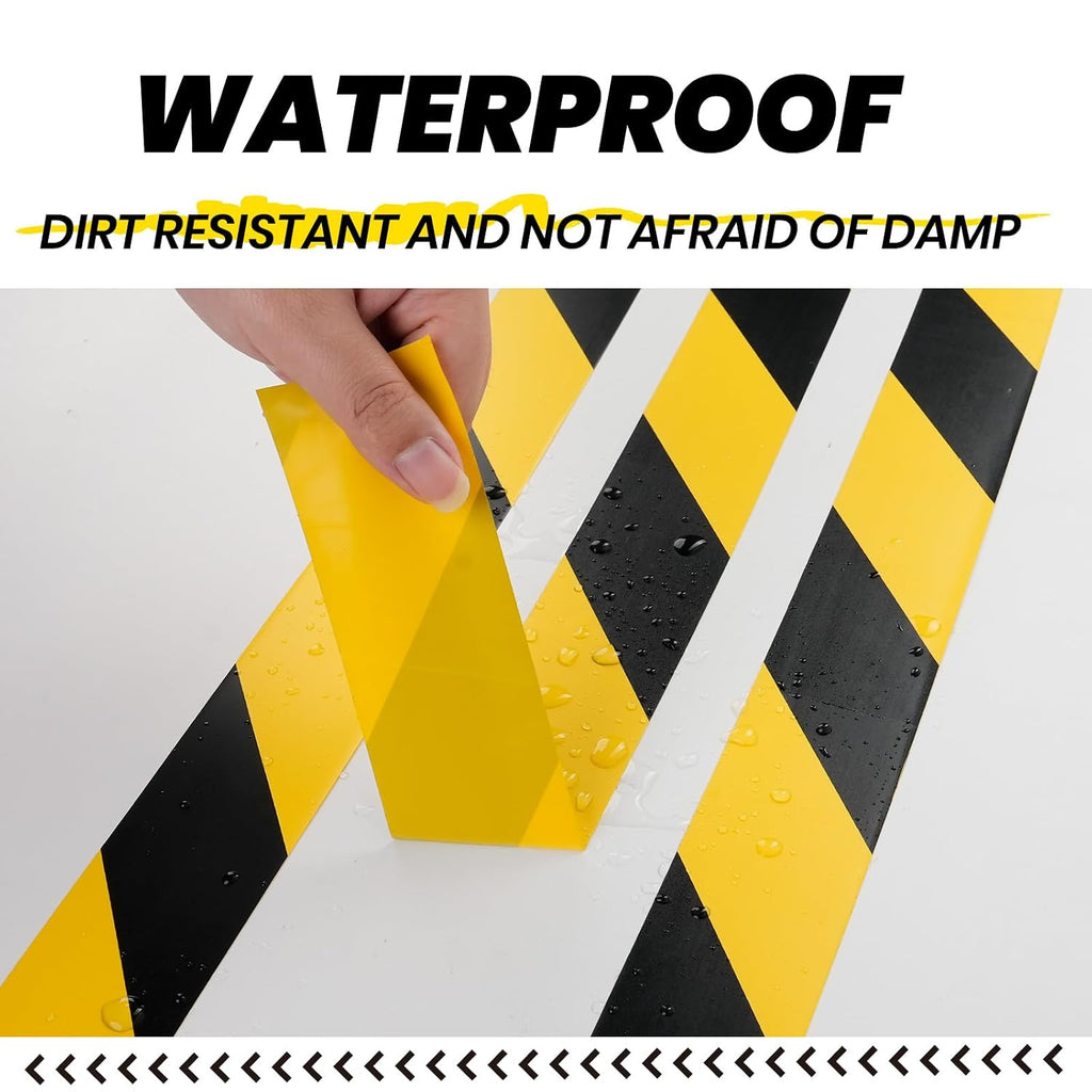 ADHES Black and Yellow Safety Tape, 2 Inch X 108 Feet Warning & Hazard Tape | Weather-Resistant Caution Tape Roll for