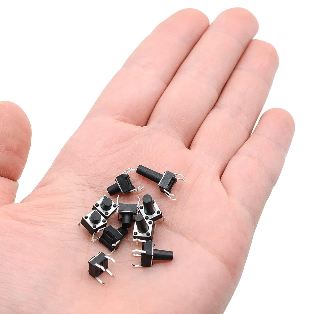 QTEATAK 200 Pcs 10 Value 4 Pins 6 x 6mm Micro Momentary Tact Tactile Push Button Switch Assortment Kit