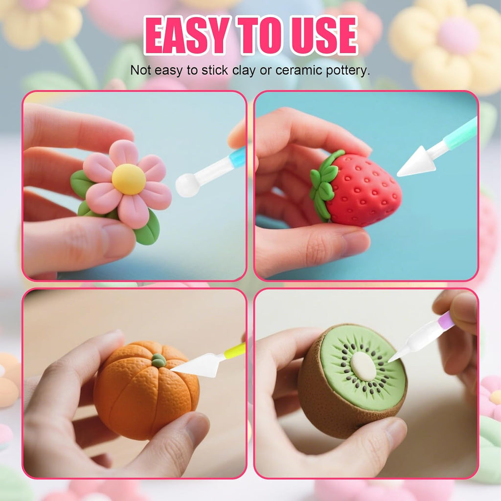Basic Polymer Clay Tools, Clay Sculpting Tools Acrylic Roller Pin, Clear Rectangle Sheet Press Board, Double-Ended