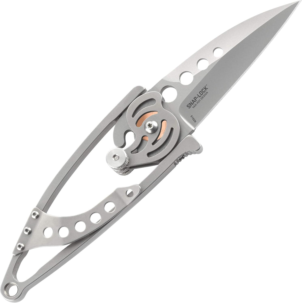 Snap Lock Everyday Carry EDC Pocket Folding Knife with Snap Lock: Stainless Steel Plain Edge Blade, Stainless Steel