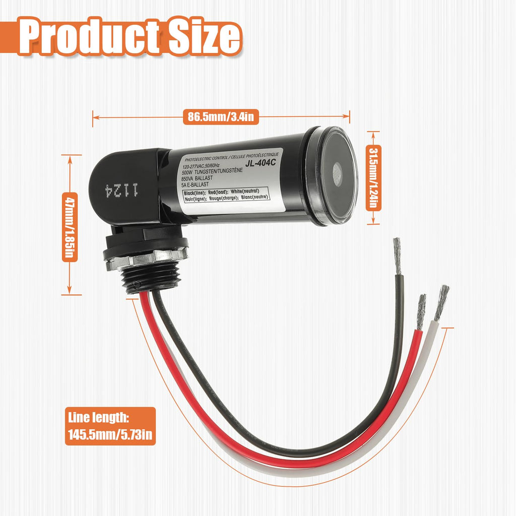 JAMHER 3 Pack 120-277V AC Photocell Light Sensor Light Control Sensor Button Switch IP65 Dusk to Dawn Sensor for Outdoor Lighting Photoelectric Switch with Automatic Illumination Detection Circuit