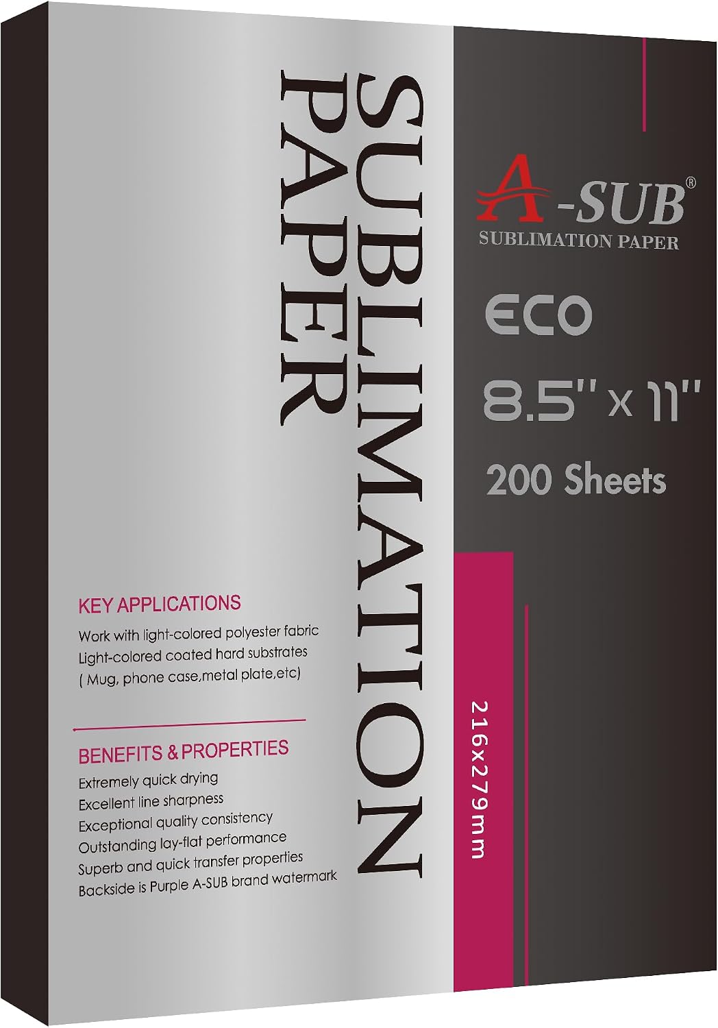 Sublimation Paper 8.5x11 Inch, 125gsm 200 Sheets | Work with Inkjet Printer & Sublimation Ink