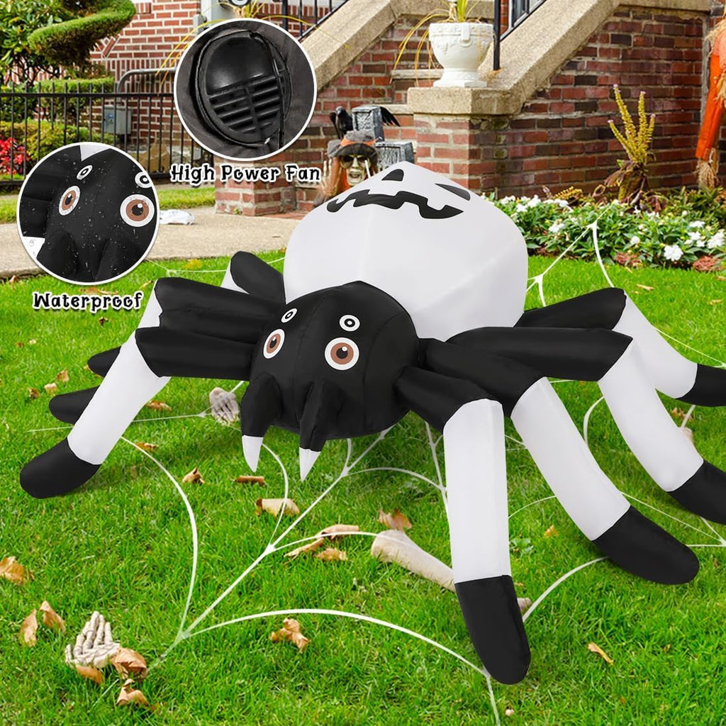 5 FT Width Halloween Inflatables Outdoor Decorations Spider with Magic Light, Blow Up Yard Decorations with LED