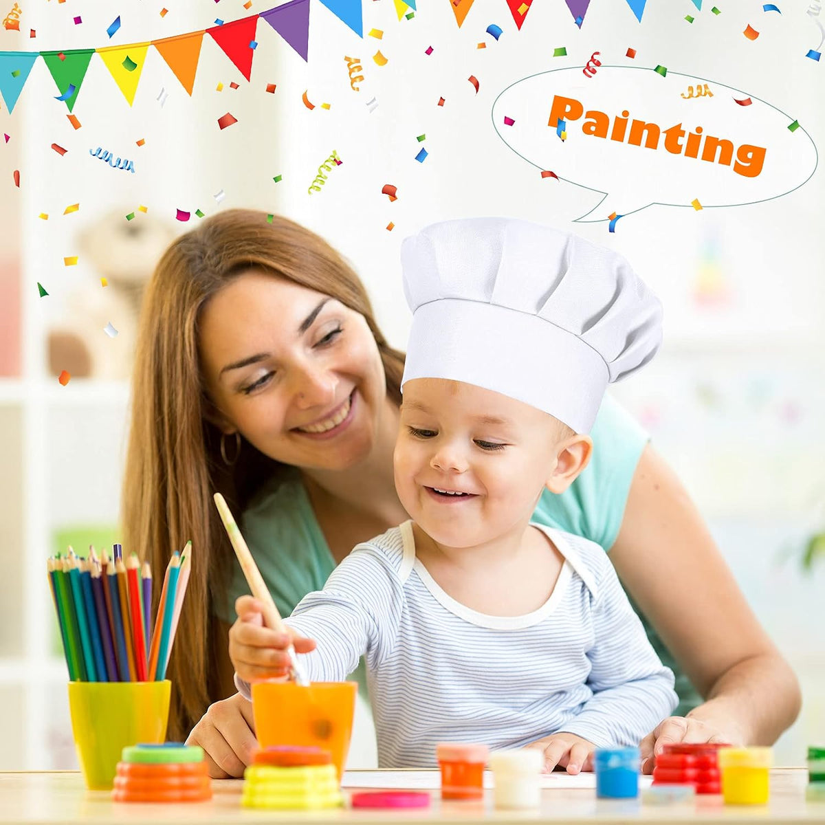 4 Pcs Chef Hats for Kids Adjustable
