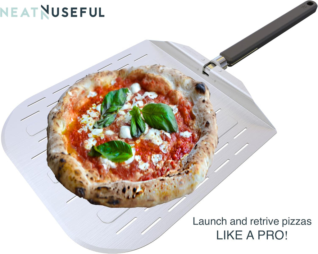 12-Inch Aluminum Pizza Peel with Long Foldable Handle