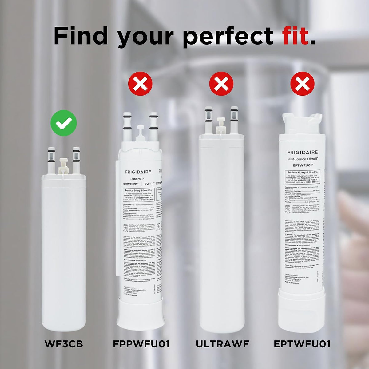Frigidaire WF3CB Refrigerator Water Filter Replacement, White