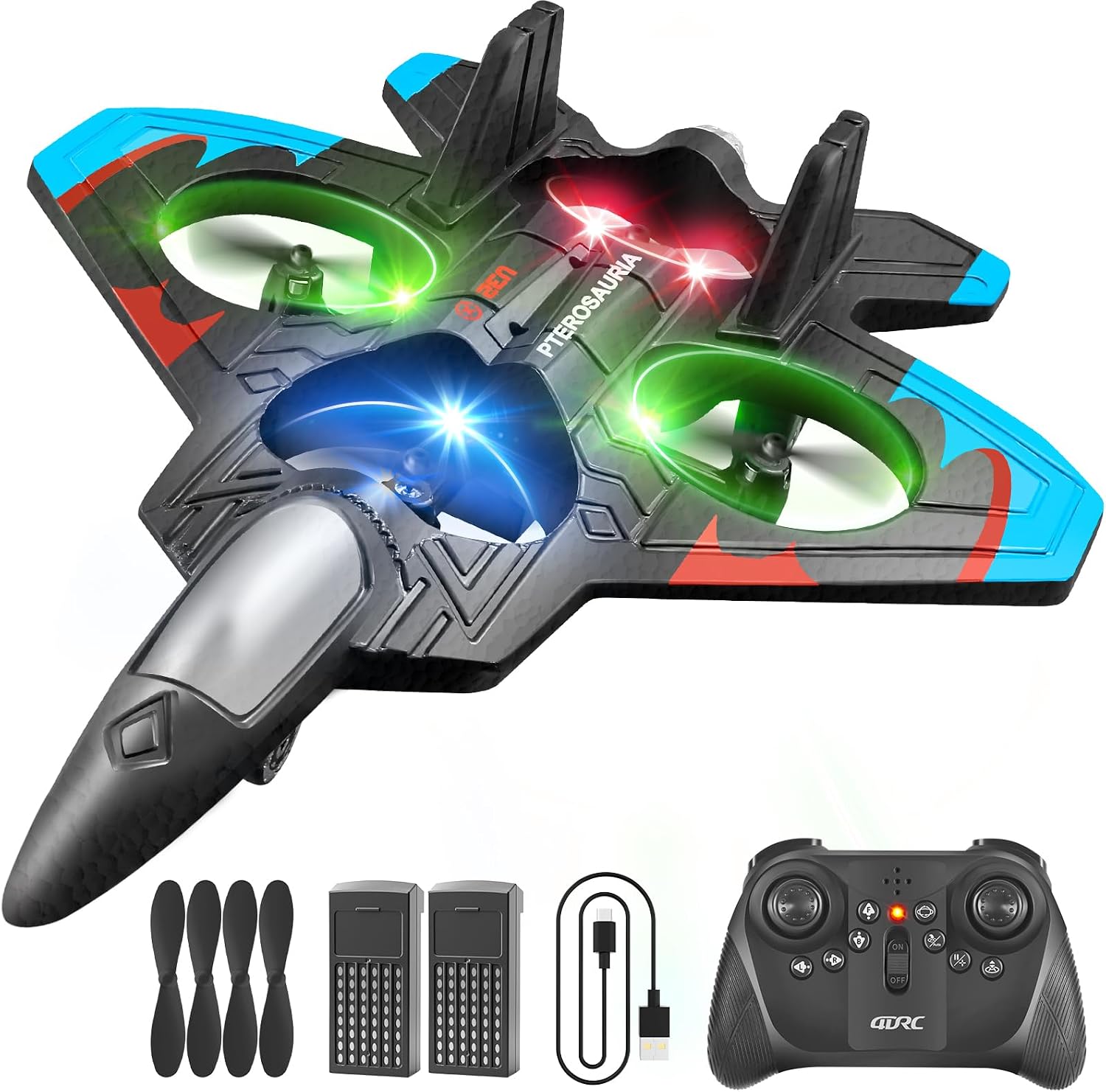 V32 Foam Remote Control Airplanes RC Planes for Kids Adults, RC Airplane Fighter Jet with Light, 360° Flip Fighter